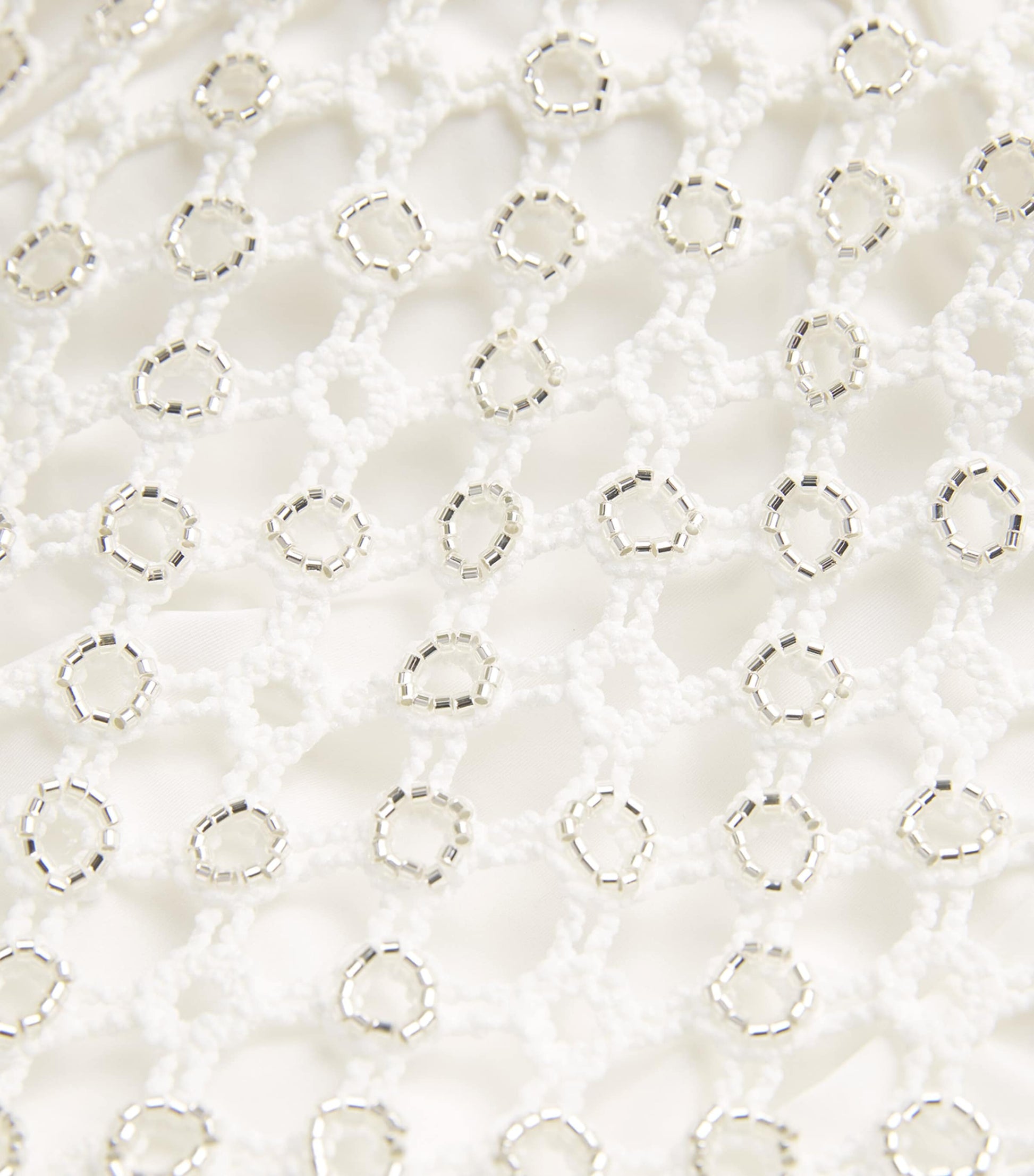 White Crochet Beaded Midi Dress