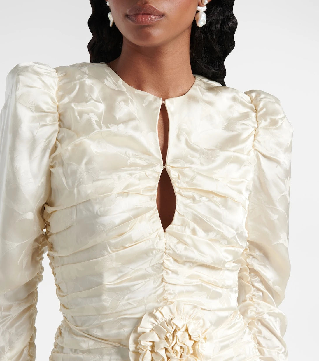 Rotate - Bridal ruched silk satin minidress
