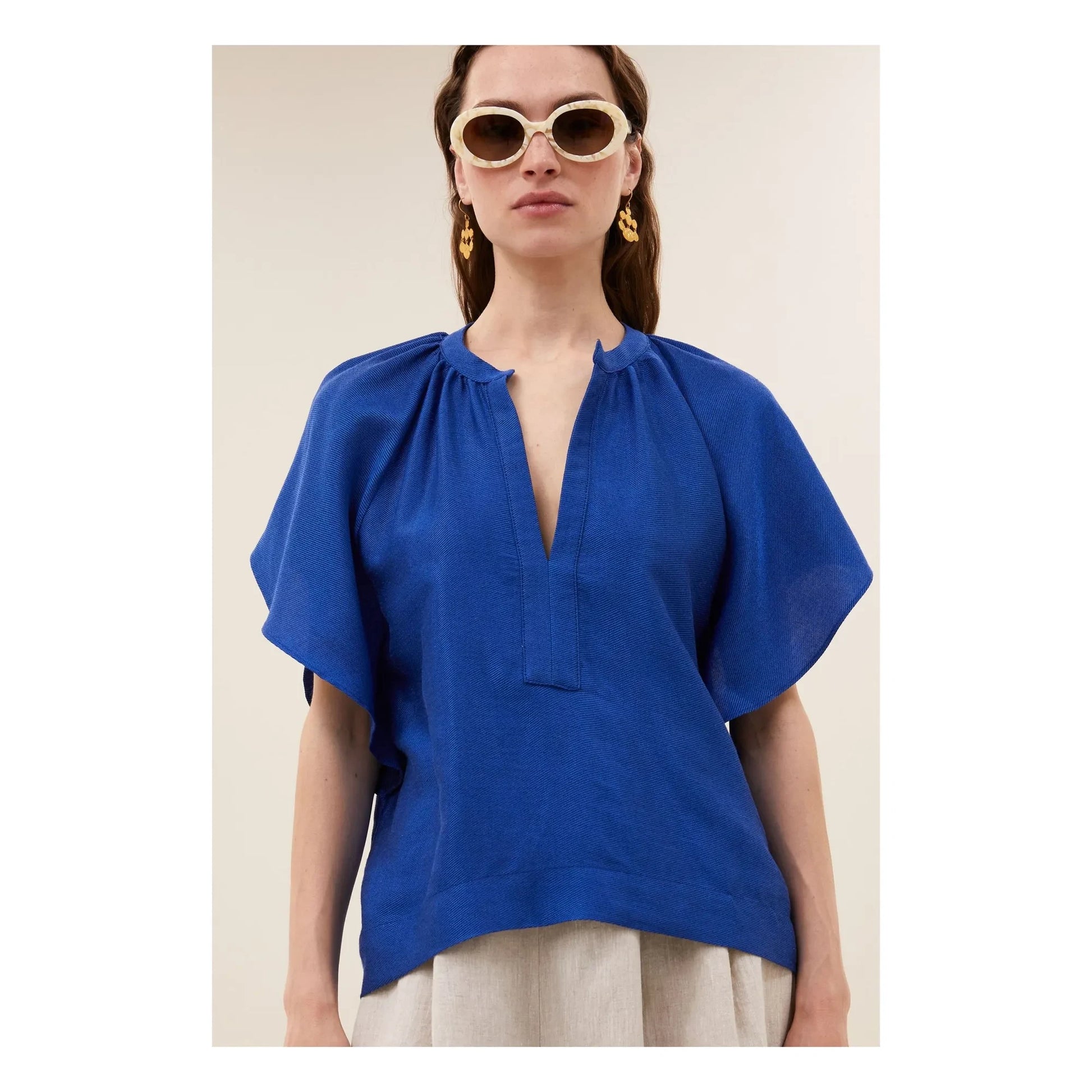By Bar - Vina Gloss blouse | Royal blue