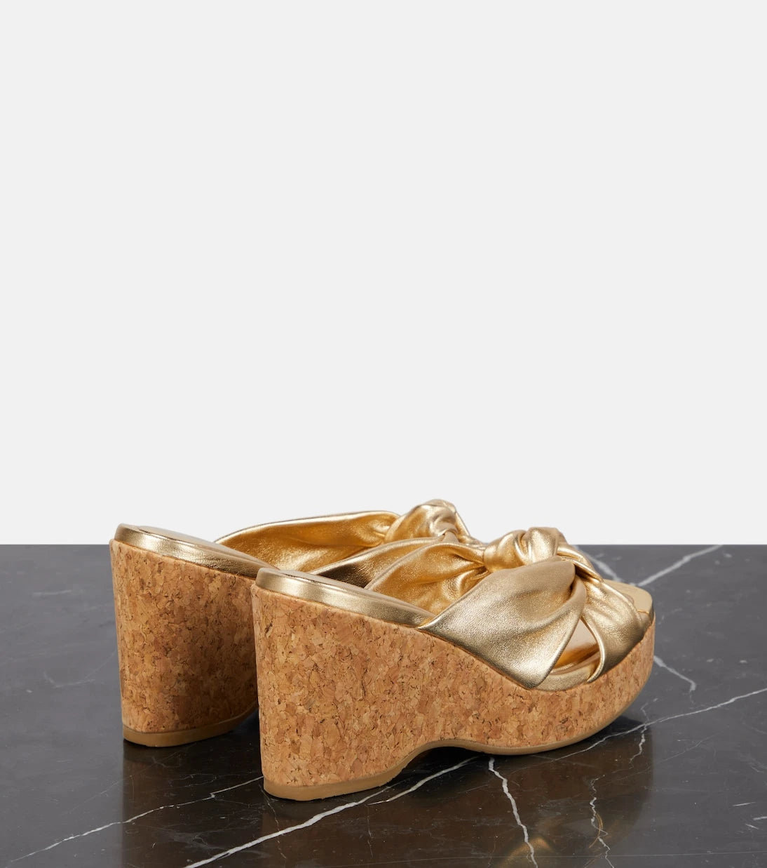 Jimmy Choo - Avenue metallic leather wedge sandals