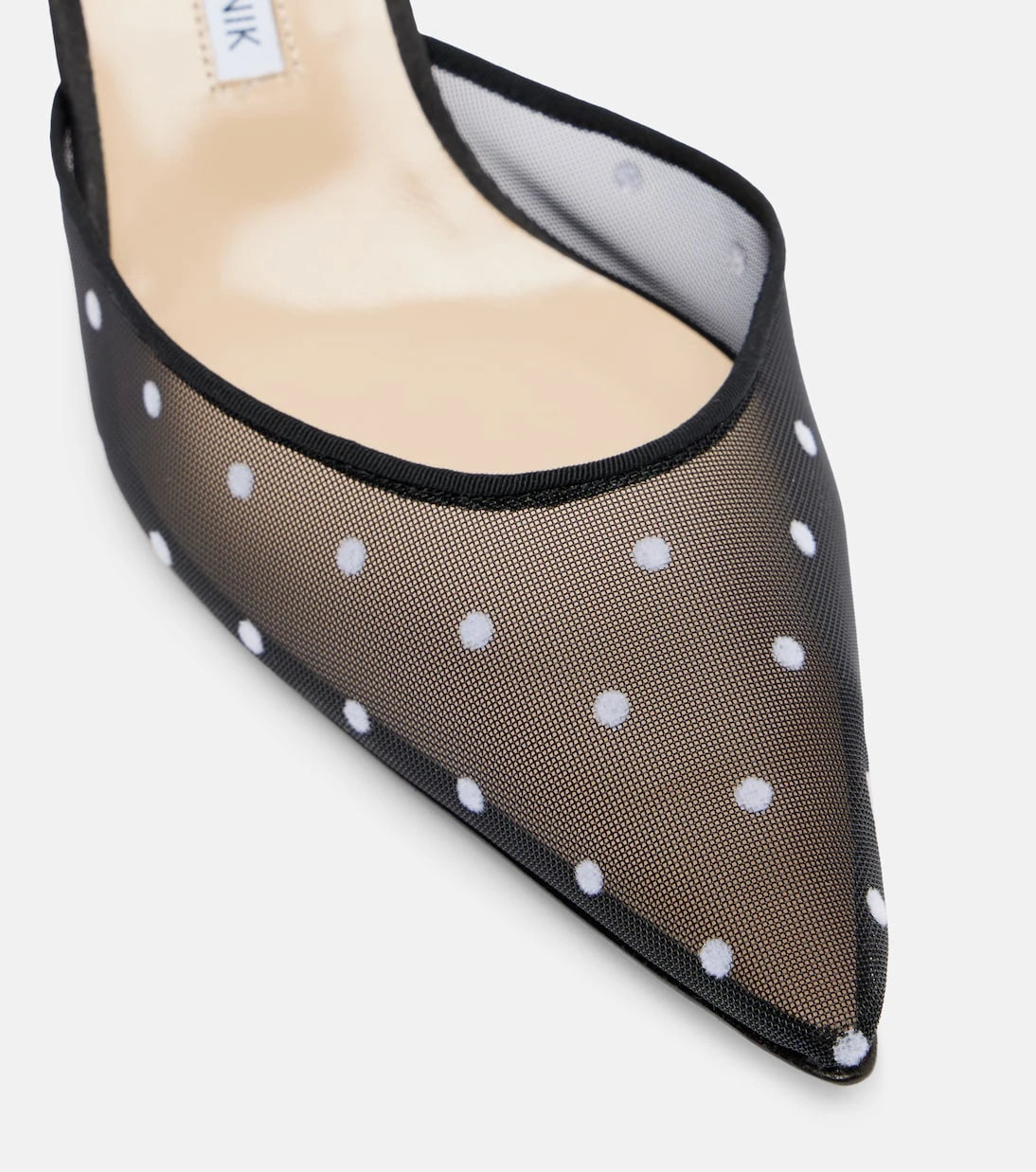 Manolo Blahnik - Carolyne 50 polka-dot mesh slingback pumps