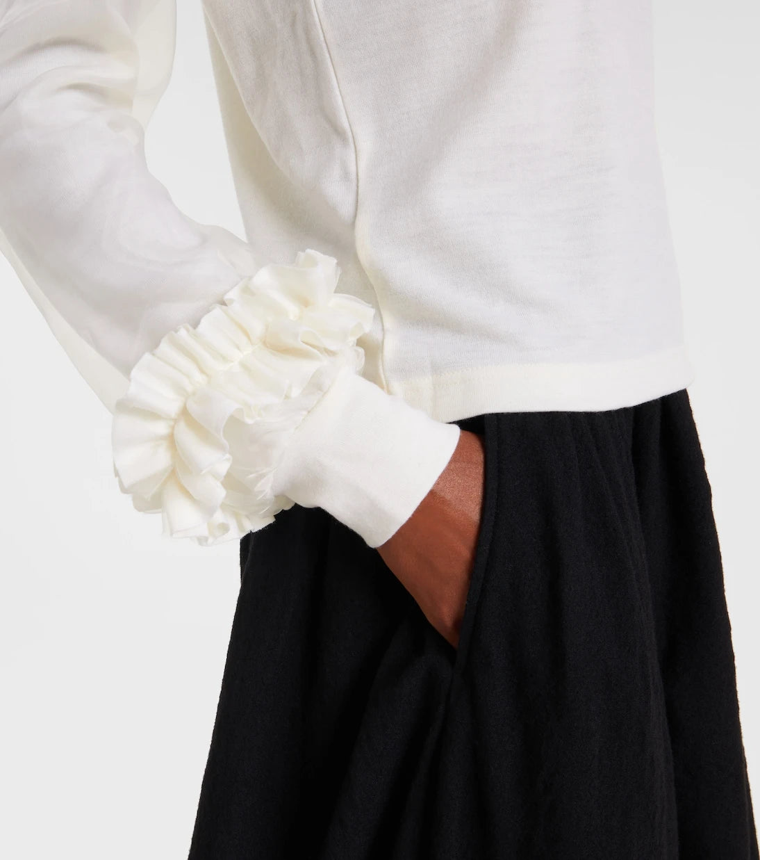 Noir Kei Ninomiya - Tulle-trimmed wool sweater