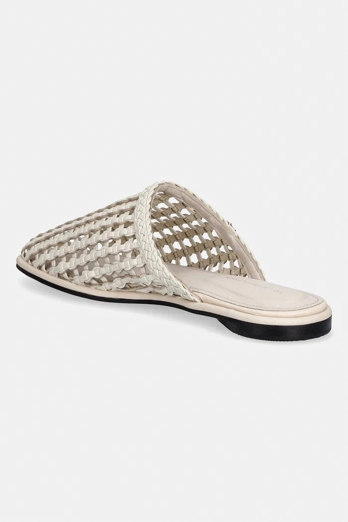 Tommy Hilfiger Kadın Terlik HILFIGER LEATHER MIX FLAT MULE