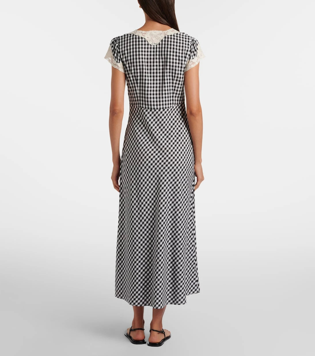 Rixo - Amari lace-trimmed checked midi dress