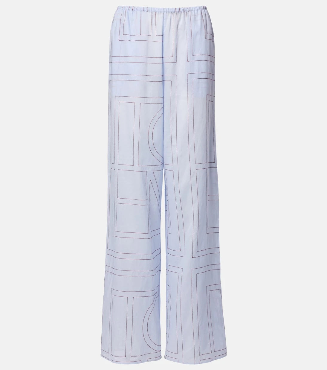 Toteme - Embroidered cotton-blend poplin pajama pants