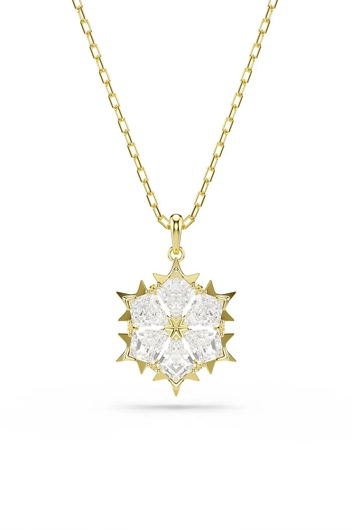 Swarovski kadın kolyesi ve küpeleri, altın kaplama model, MAGIC zirkonlu
