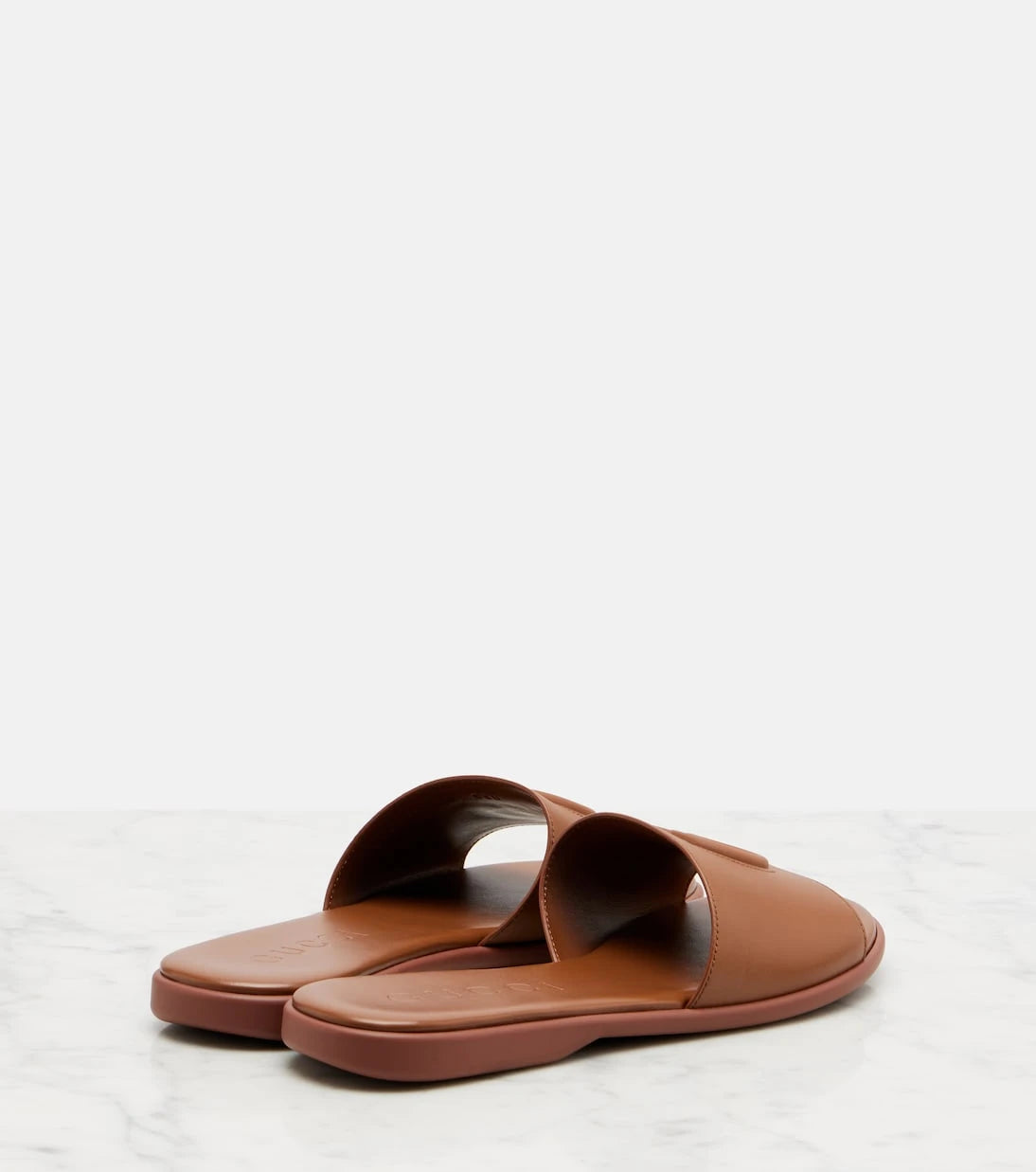 Gucci - Double G leather slides