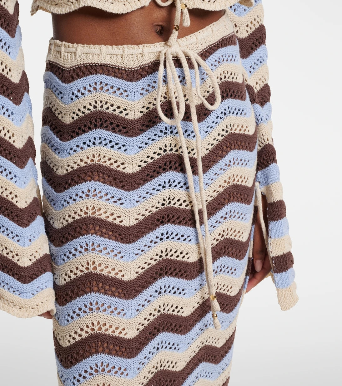 Bananhot - Helena open-knit cotton-blend maxi skirt