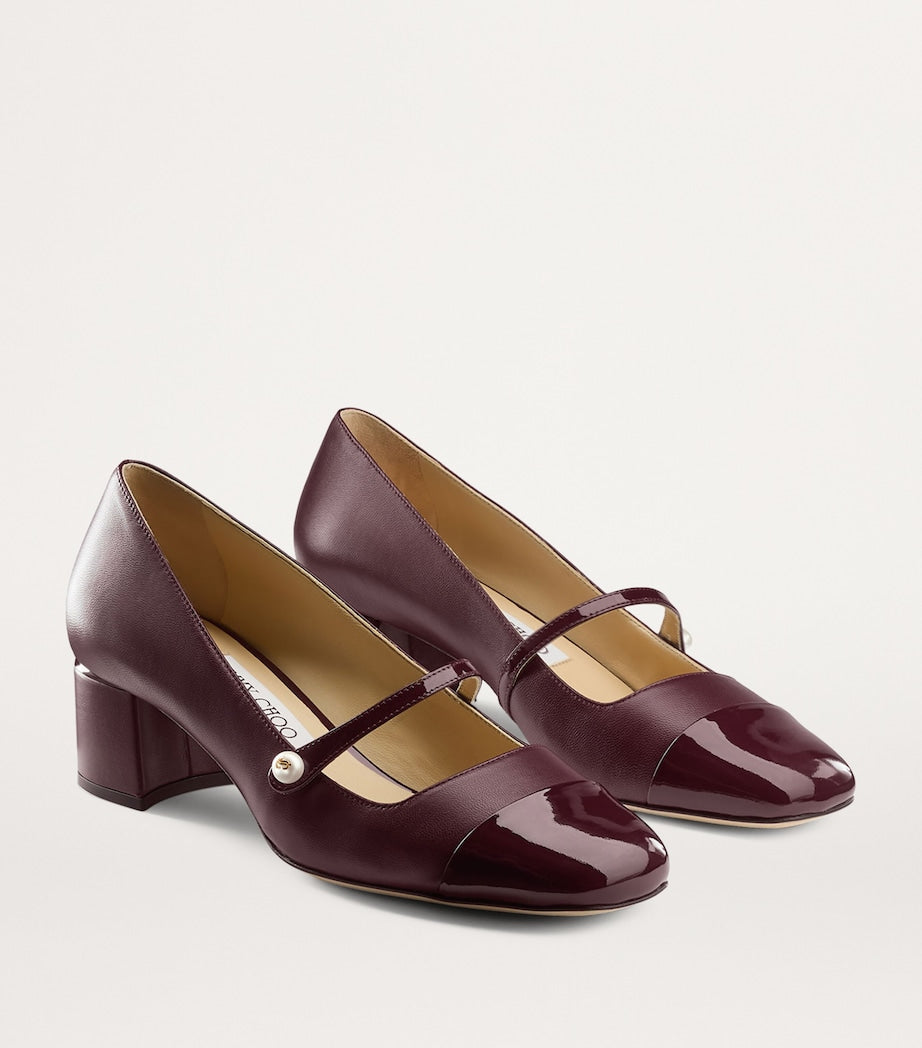 Red Elisa 45 Leather Mary Jane Pumps