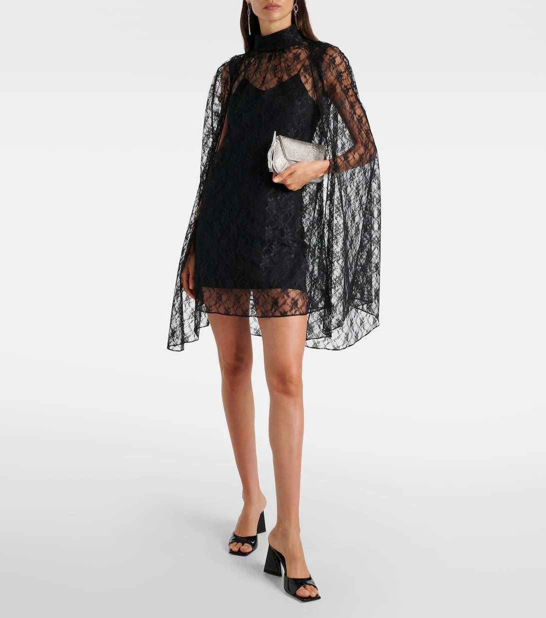 Rodarte - Caped floral lace minidress