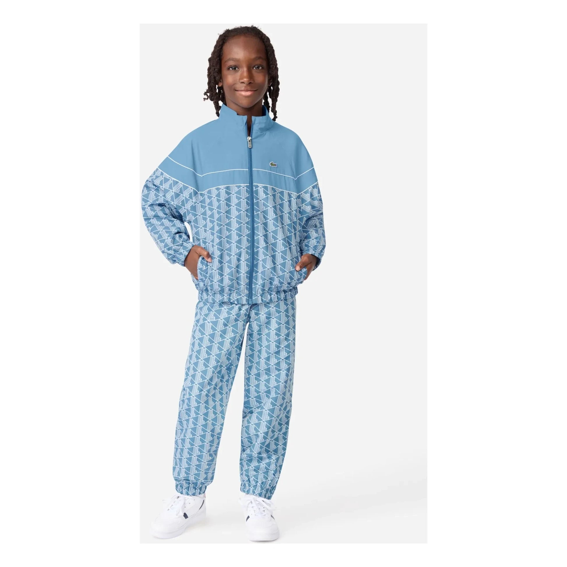 Lacoste - Monogrammed Recycled Fiber Jacket and Jogger Set | Light Blue