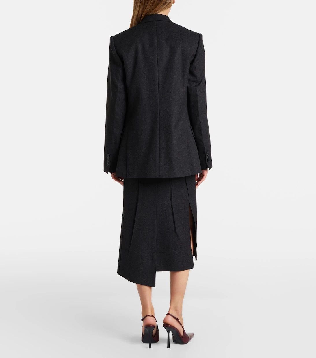 Victoria Beckham - Draped virgin wool midi skirt