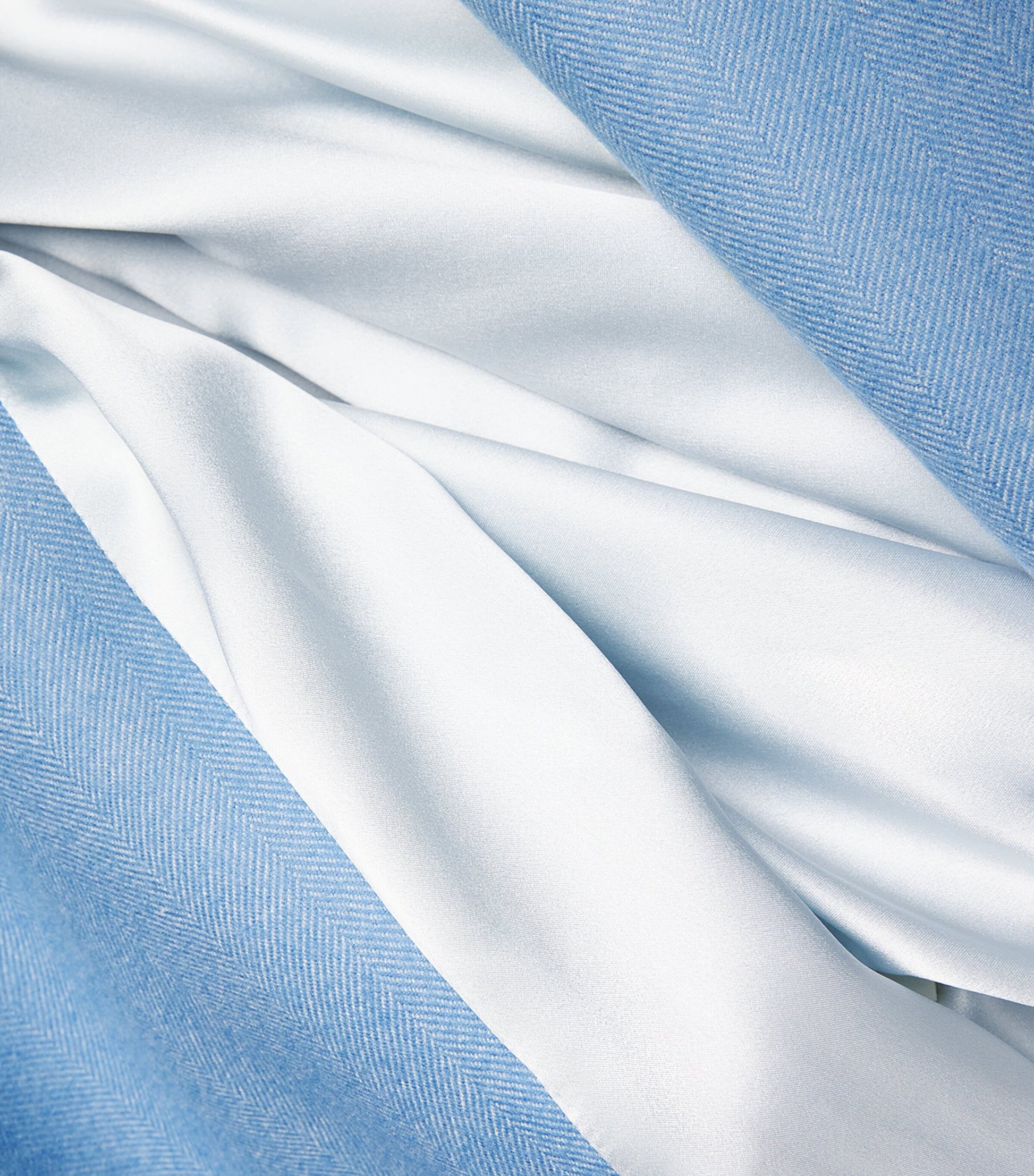 Blue Merino Wool Herringbone Dressing Gown