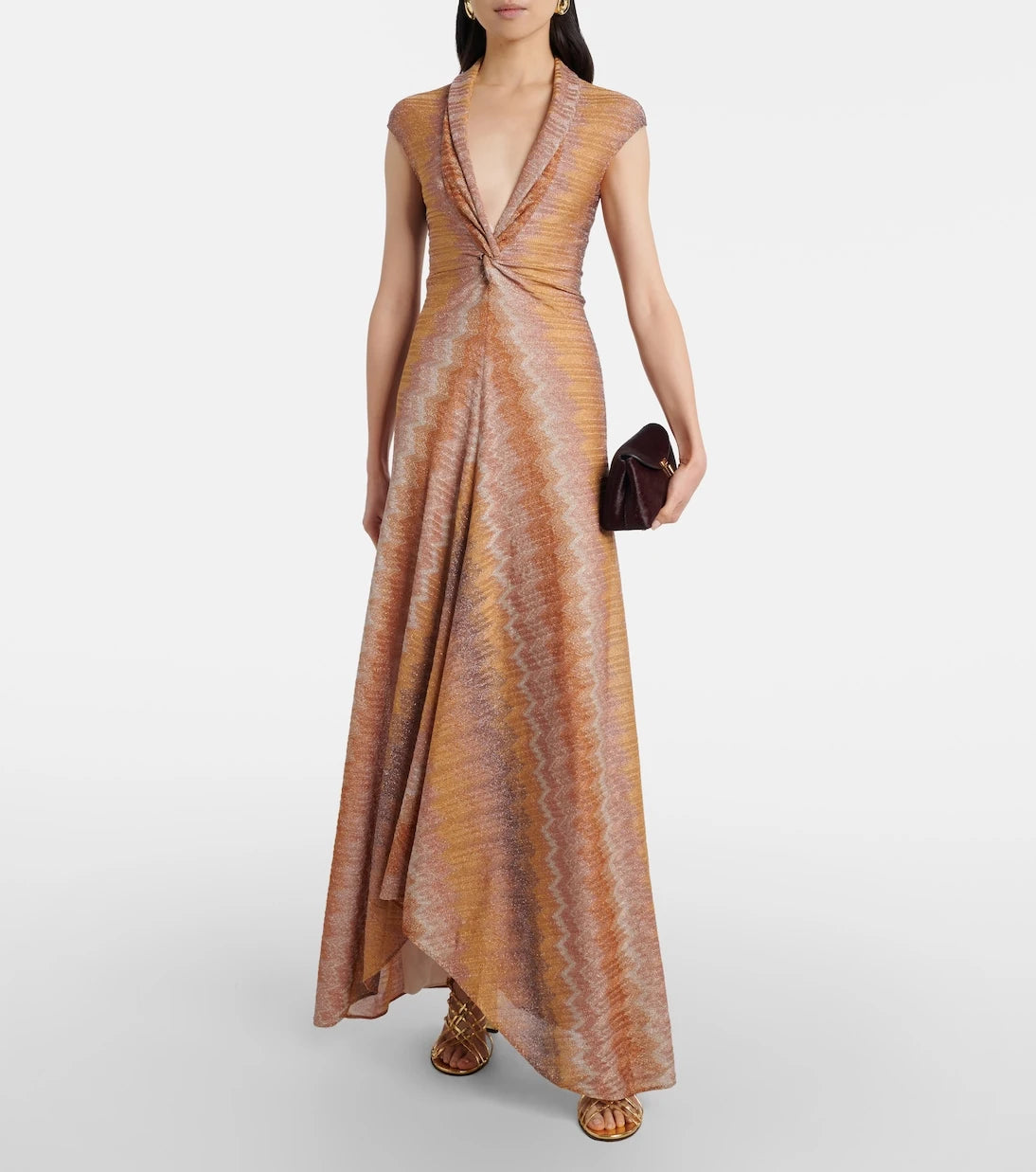 Missoni - Gathered asymmetric lamé maxi dress