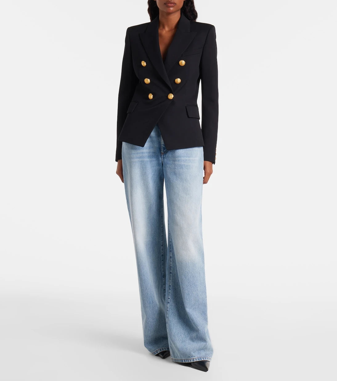 Balmain - جينز بقصة أرجل واسعة وخصر متوسط الارتفاع