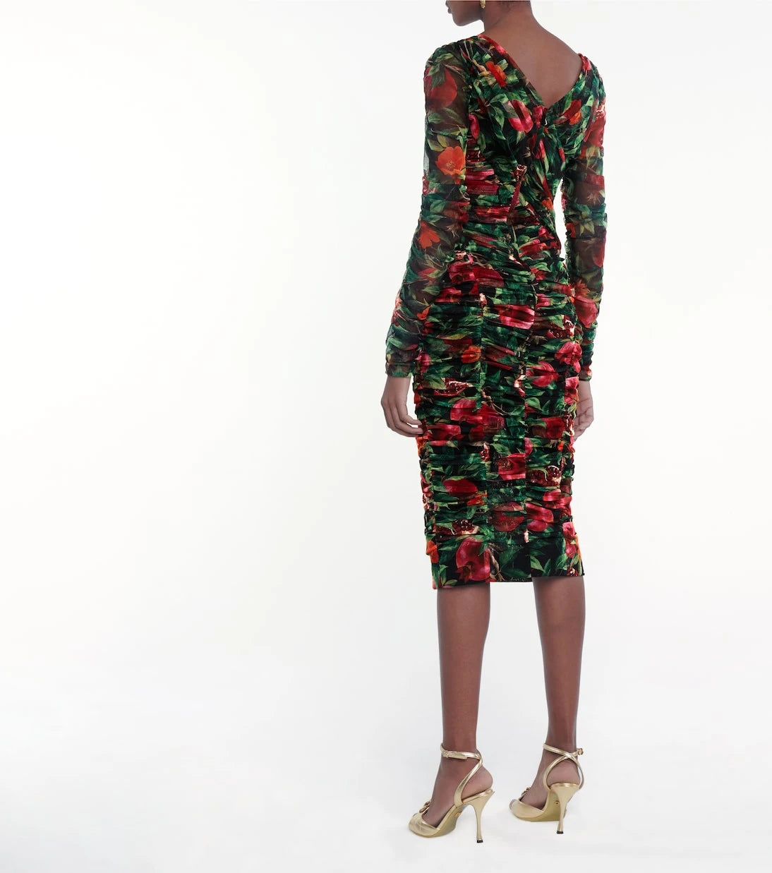 Dolce&Gabbana - Pomegranate-printed cotton-blend midi dress
