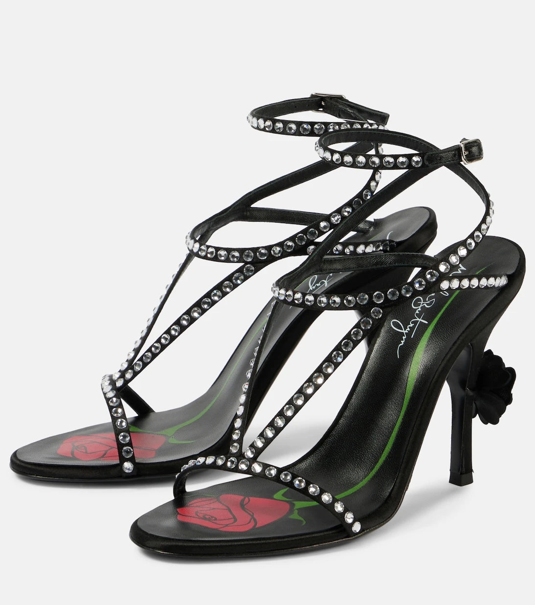 Magda Butrym - Crystal-embellished satin sandals