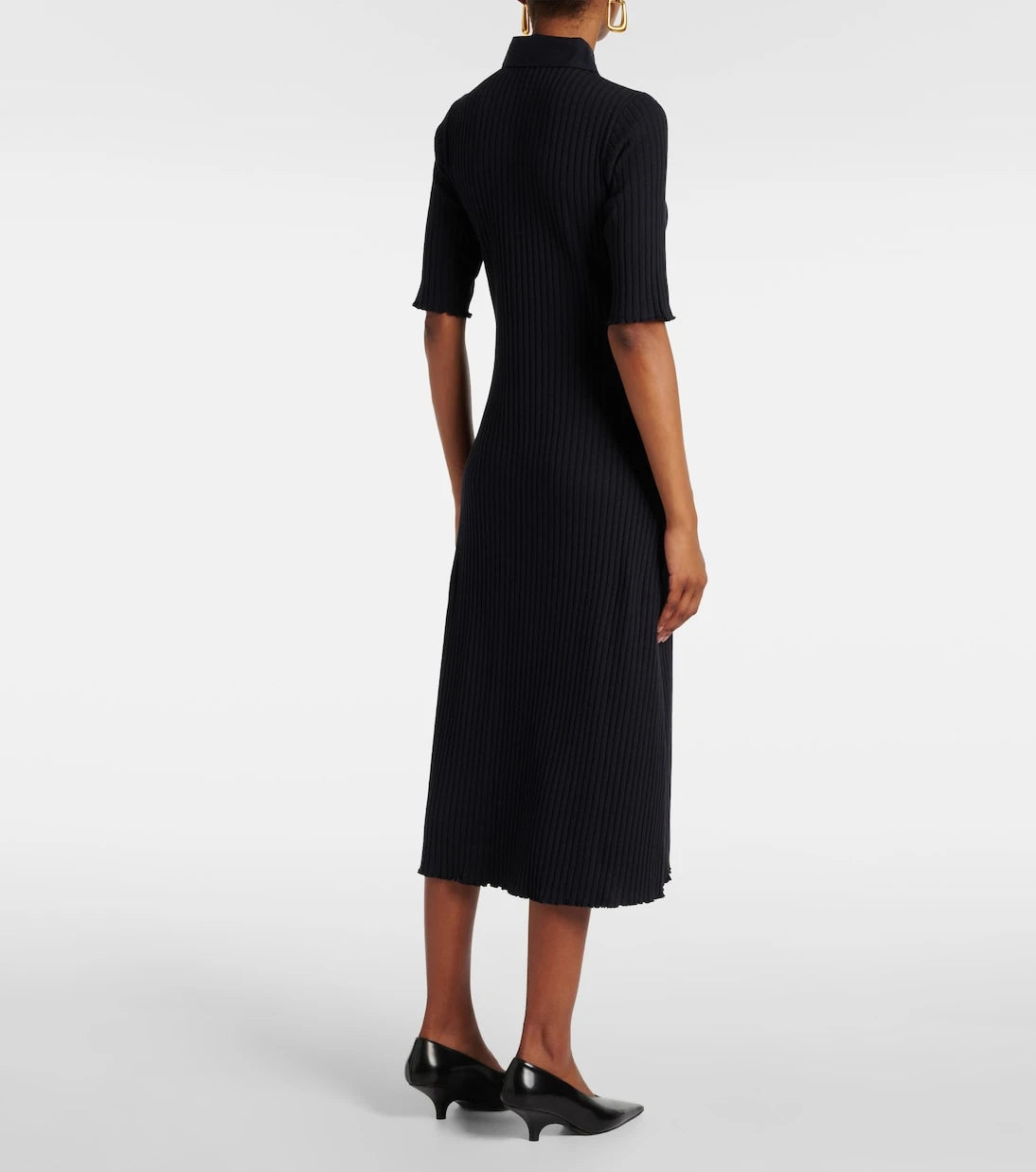 Vince - Ribbed-knit cotton-blend polo dress