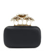 Black Silk Carnation Knuckle Clutch Bag