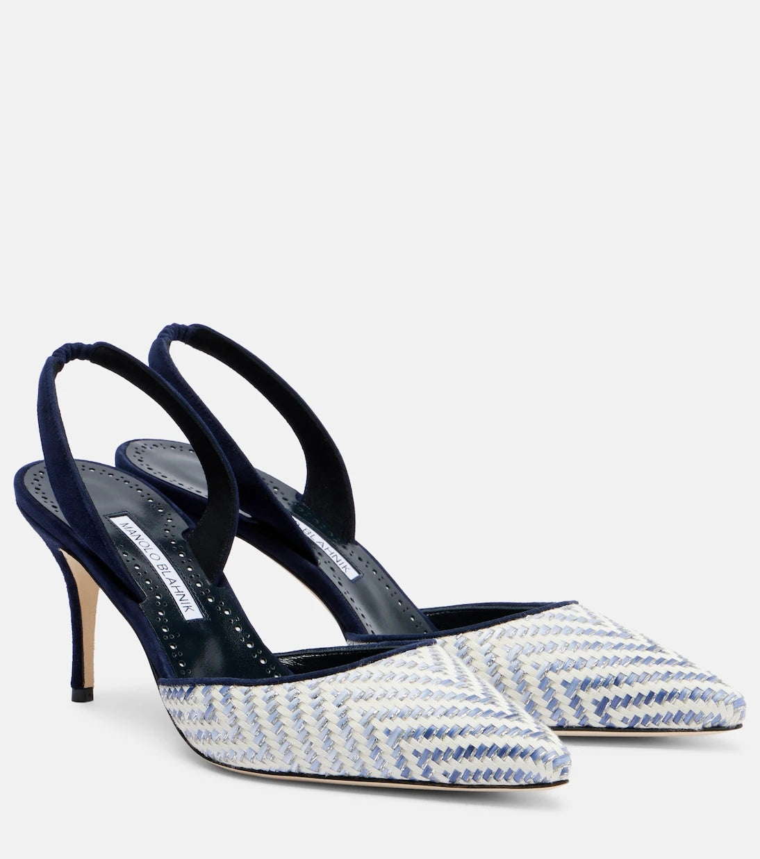 Manolo Blahnik - حذاء كارولين 70 بمقدمة مدببة وكعب رفيع من الرافيا