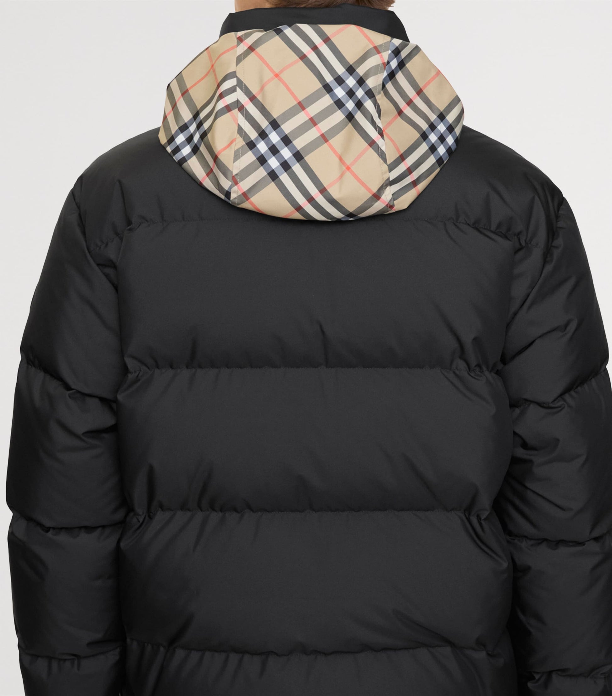 Burberry Black Down Checked-Tape Puffer Jacket