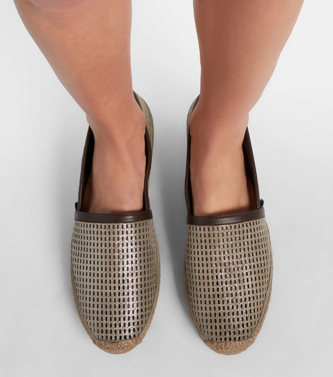 Brunello Cucinelli - Perforated leather and suede espadrilles