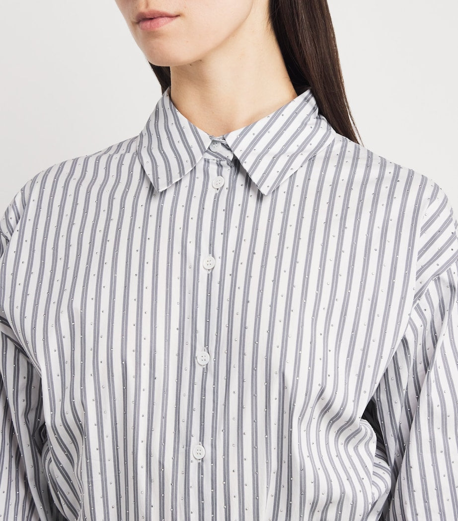 Maje Stripe Shirt-Skirt Hybrid Mini Dress