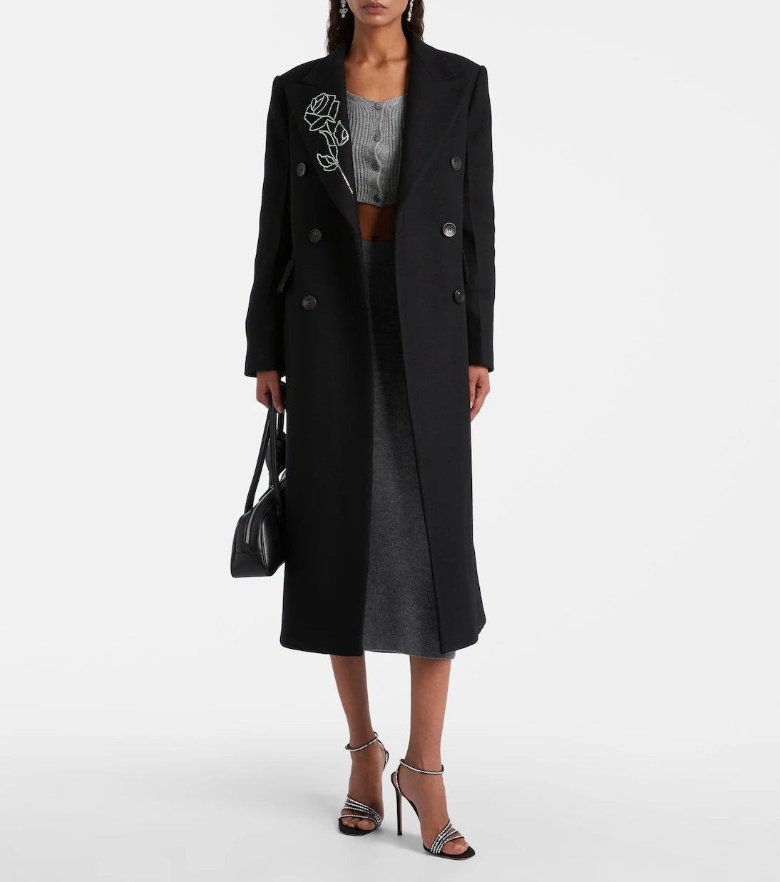 Blumarine - Embellished double-breasted wool-blend coat