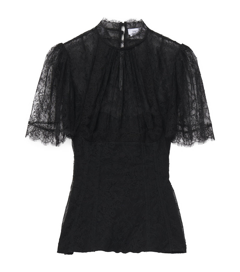McQueen Black Lace-Detail Blouse