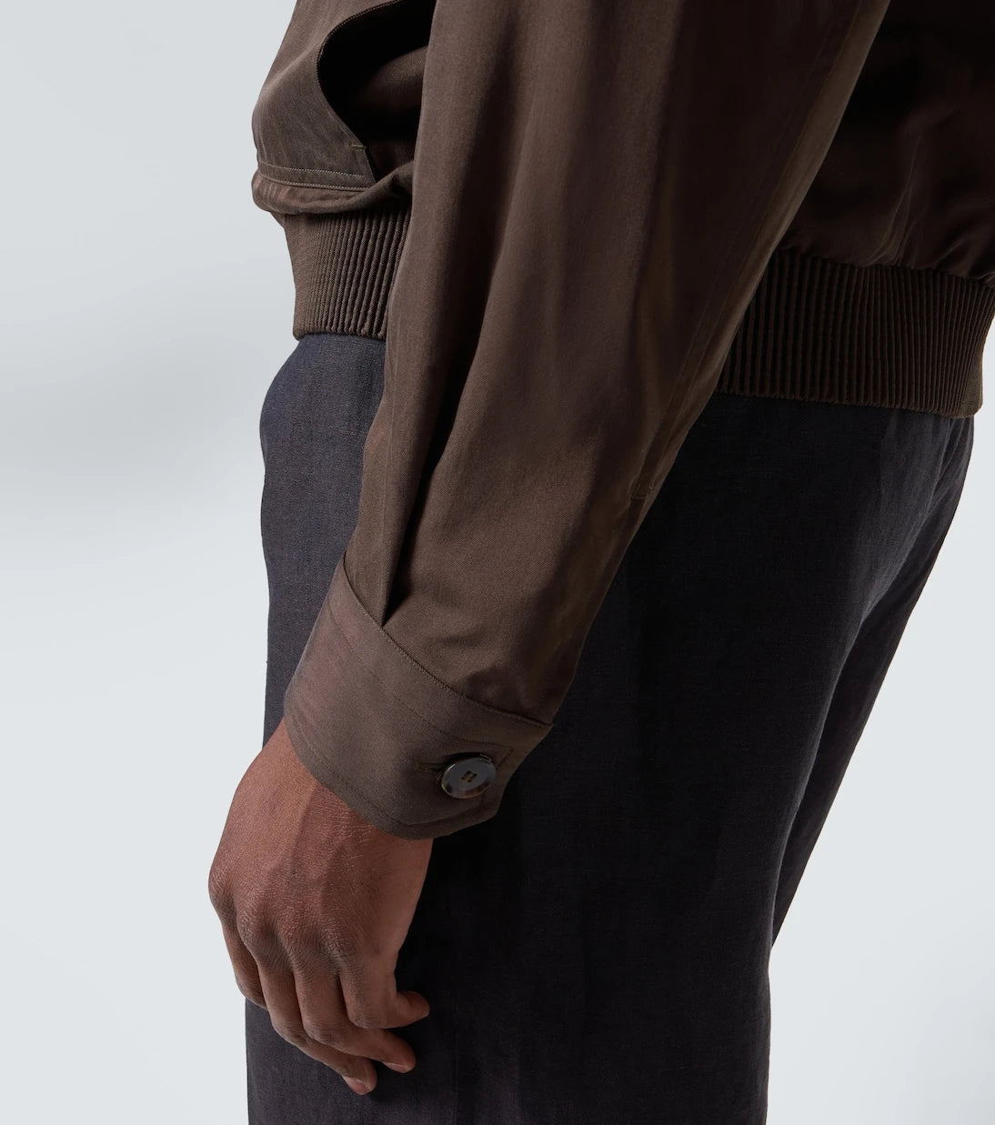 Brioni - Leather-trimmed silk blouson jacket
