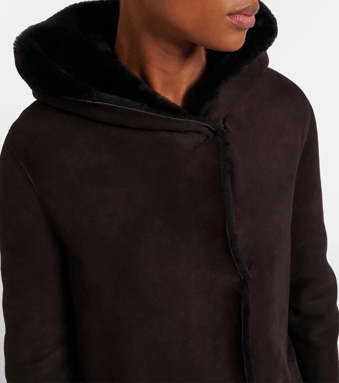 The Row - Anaya hooded shearling-trimmed suede coat