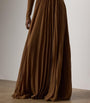 Ralph Lauren Collection Brown Chiffon Pleated Marsha Maxi Skirt