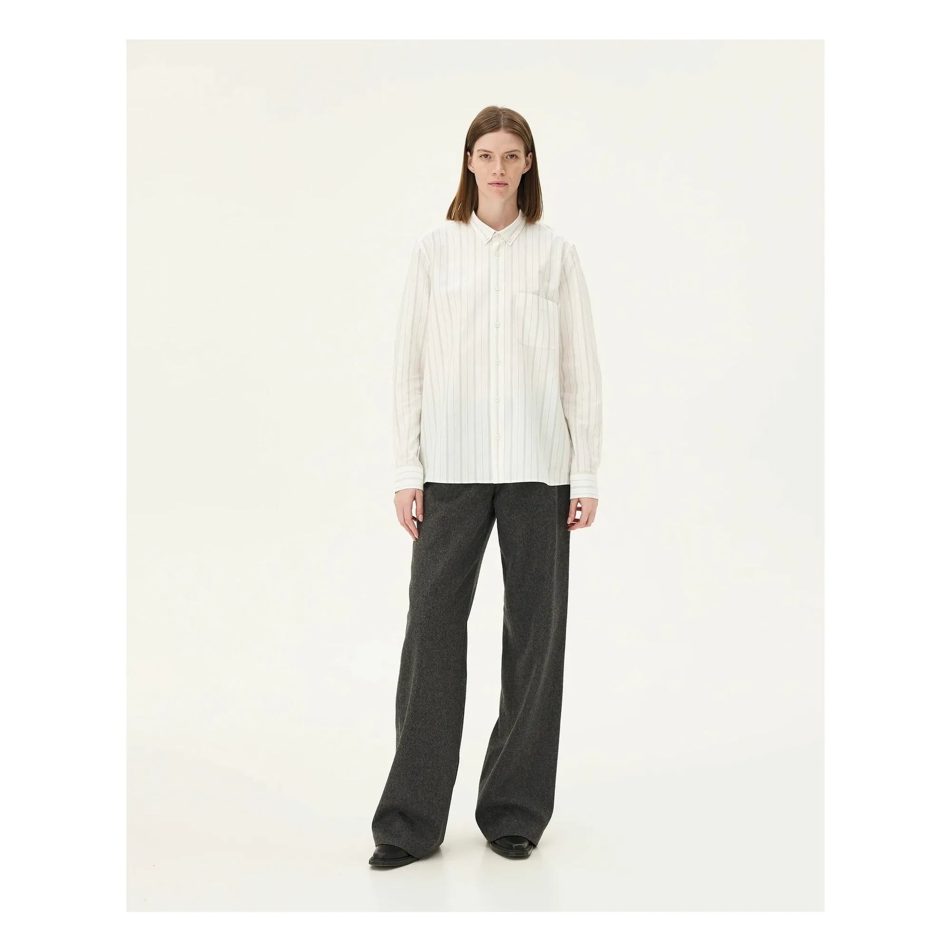 Noyoco - Curtis striped shirt Recycled cotton | White