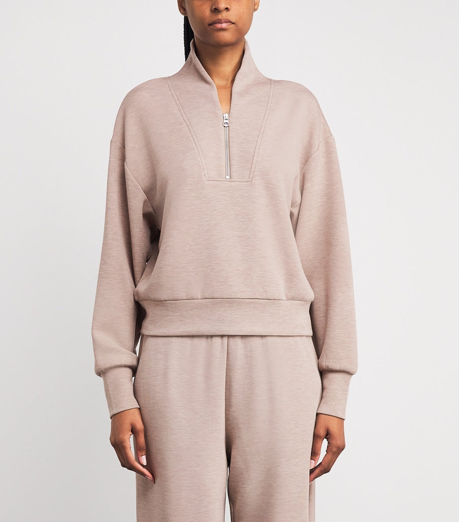 Varley Brown DoubleSoft Davidson Quarter-Zip Sweatshirt