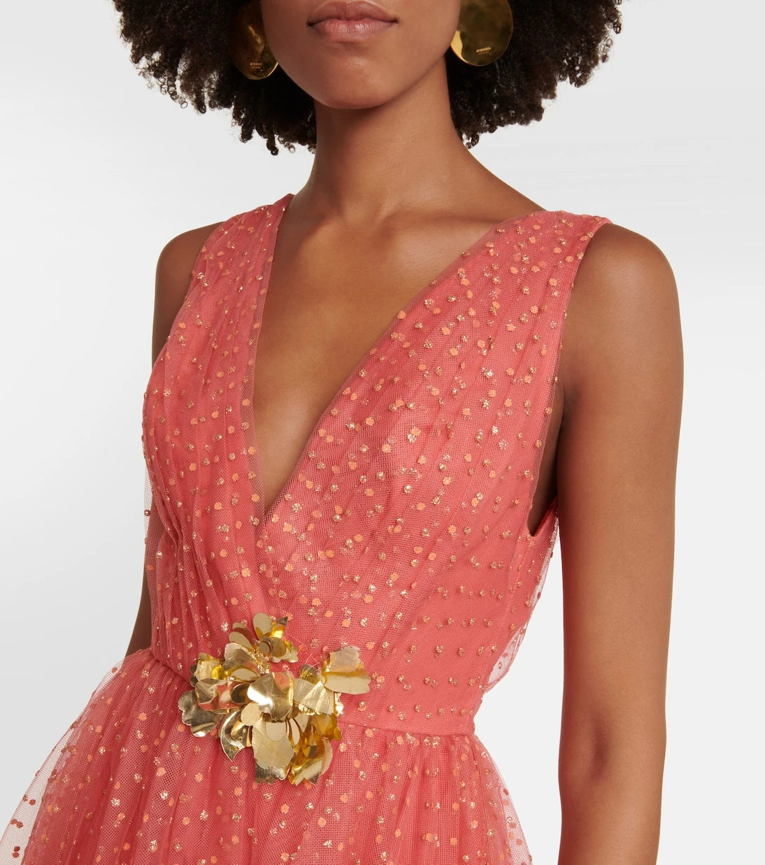 Monique Lhuillier - Embellished tulle maxi gown