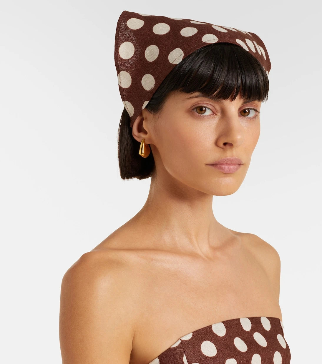 Faithfull - Simona polka-dot linen head scarf