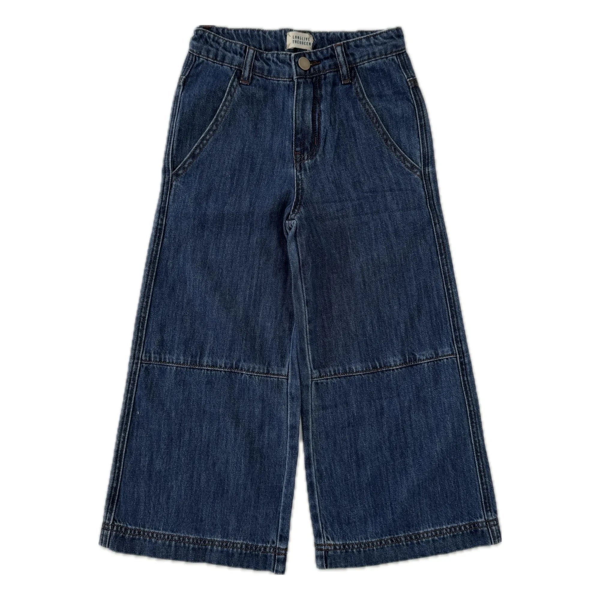 Longlivethequeen - Topstitched Wide Jeans | Denim brut