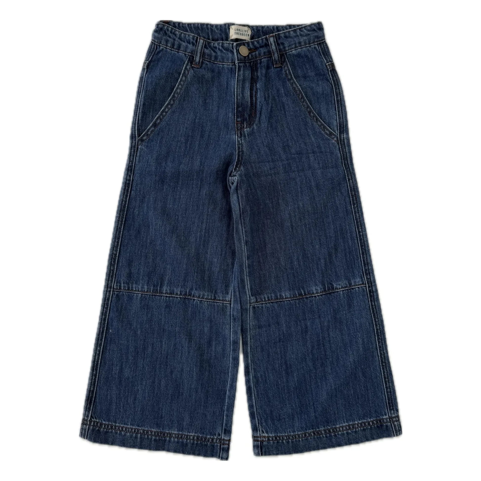 Longlivethequeen - Topstitched Wide Jeans | Denim brut