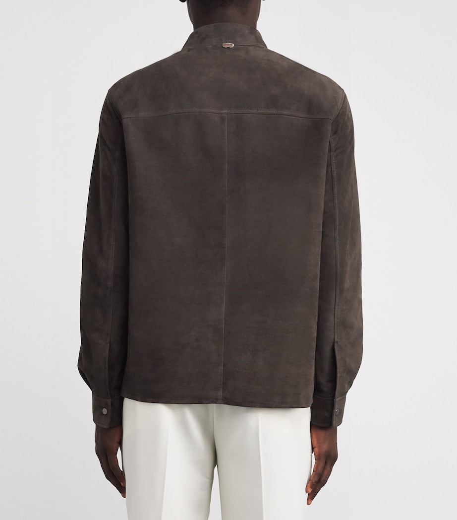 Agnona Brown Suede Overshirt