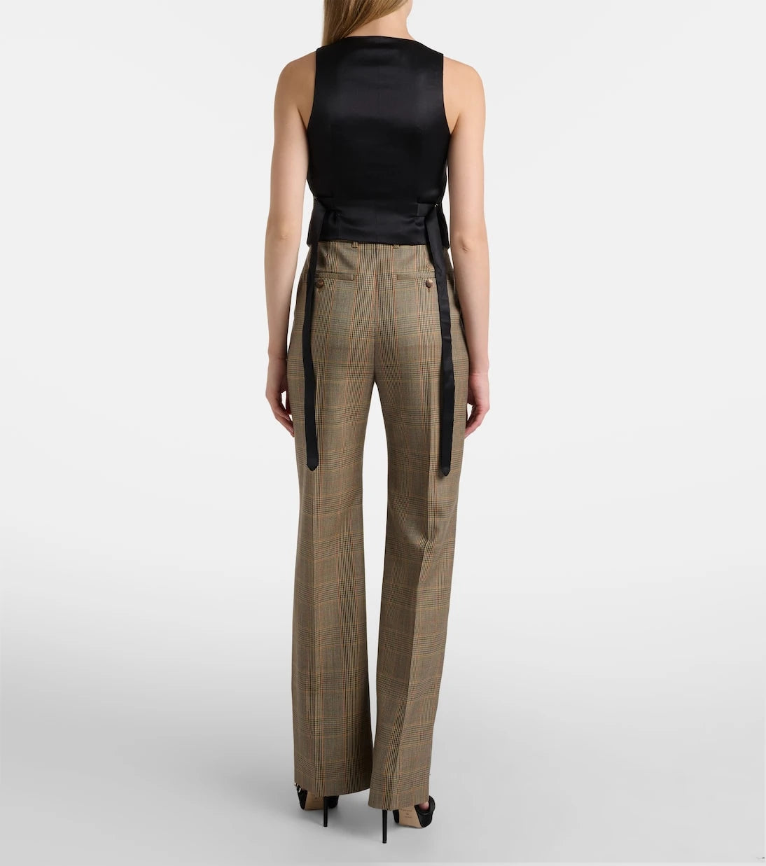 McQueen - Country Check high-rise wool straight pants