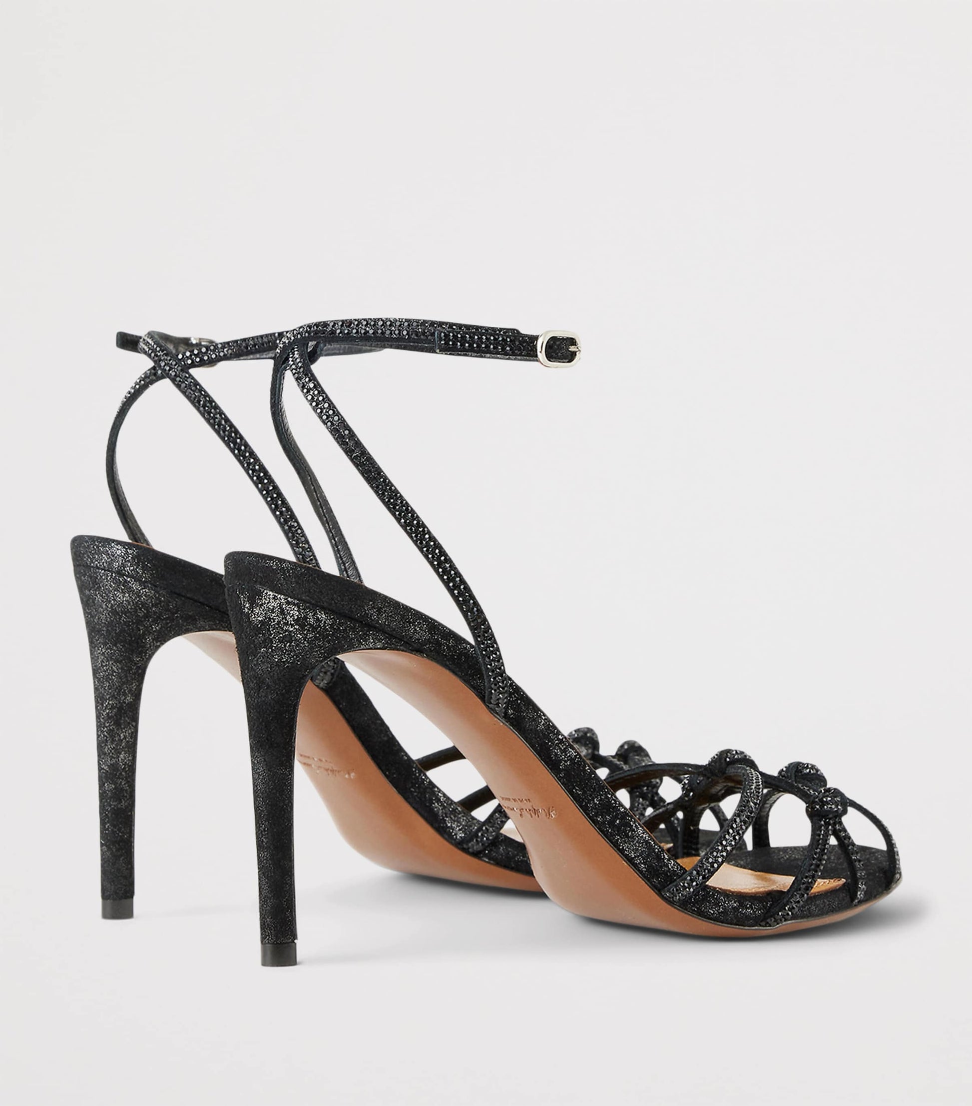 Ralph Lauren Collection Black Leather Embellished Kiera Sandals 95