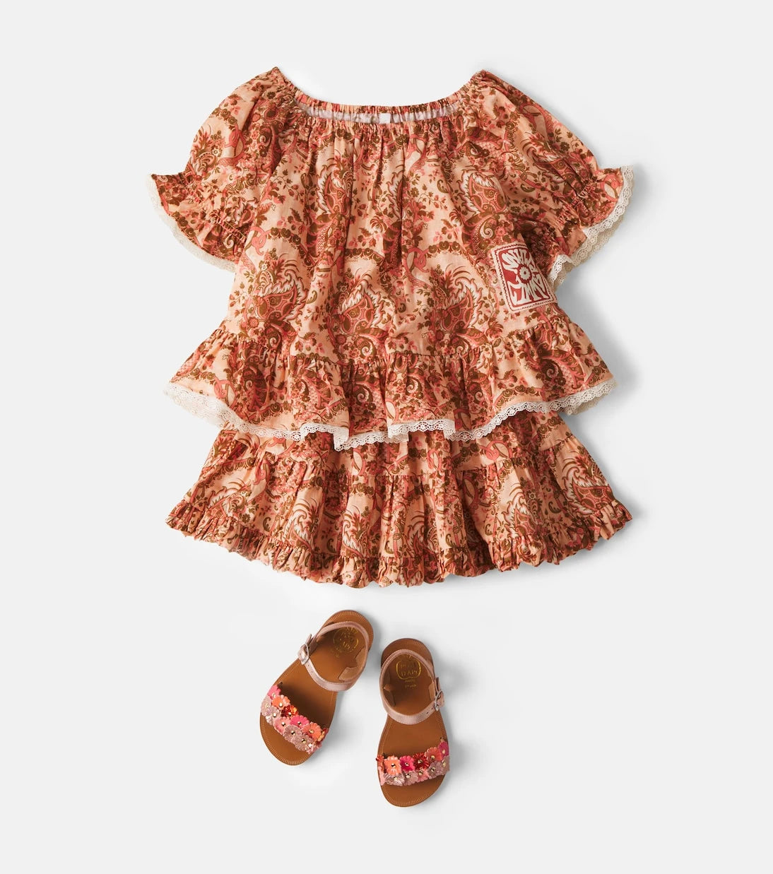 Zimmermann Kids - Aster floral lace-trimmed cotton top