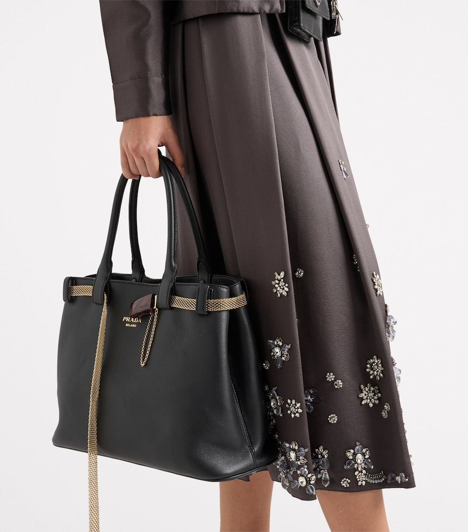 Prada Grey Silk-Wool Embroidered Skirt