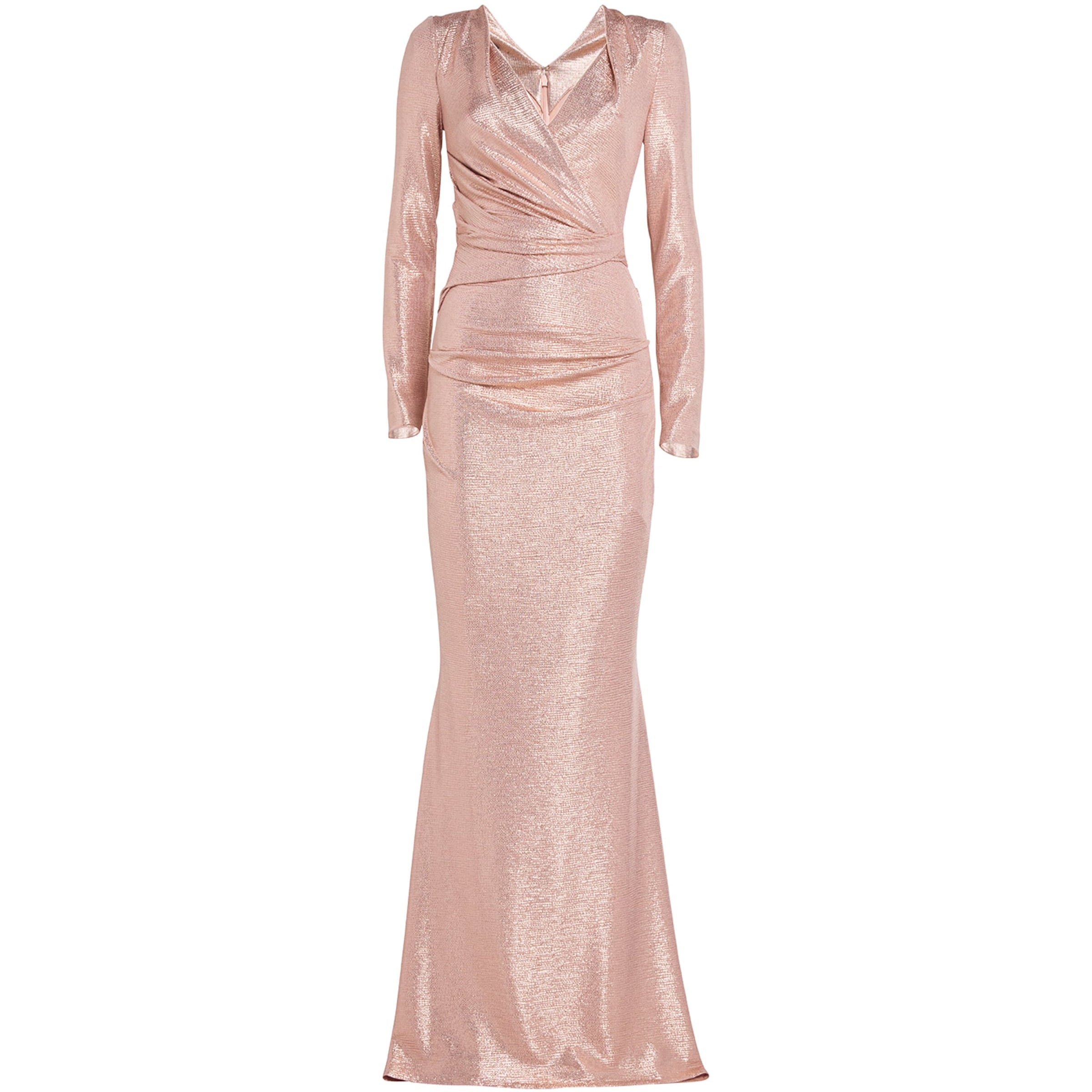 Talbot Runhof Pink Metallic V-Neck Gown