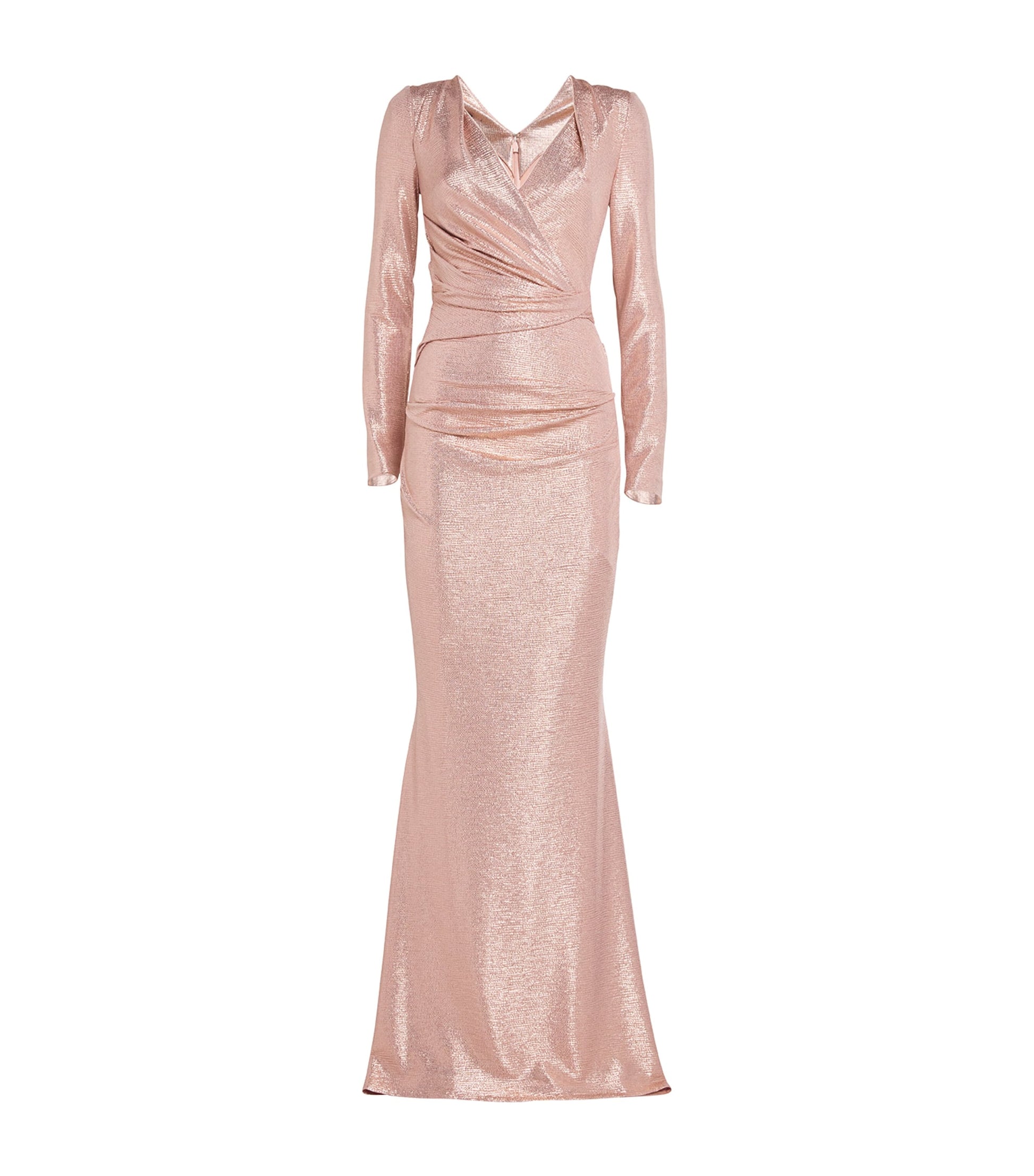 Talbot Runhof Pink Metallic V-Neck Gown