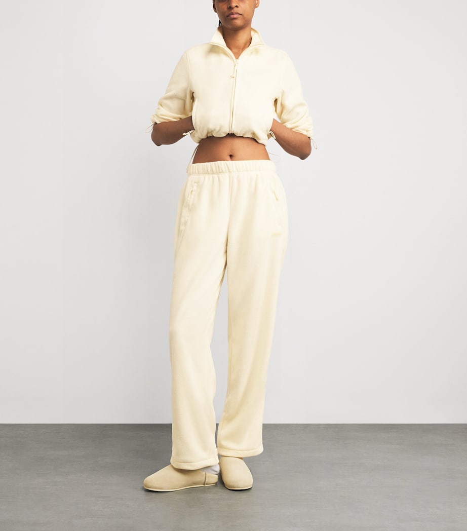 Skims Ivory Cropped Fleece Jacket