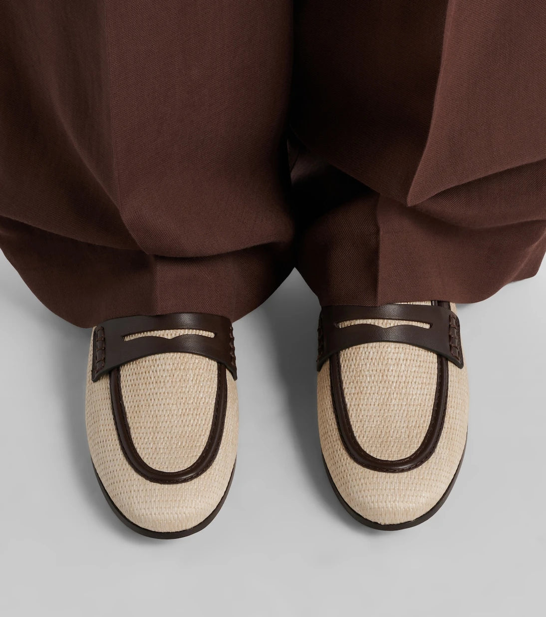 Brunello Cucinelli - Woven leather-trimmed penny loafers
