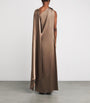 Max Mara Brown Silk One-Shoulder Maxi Dress