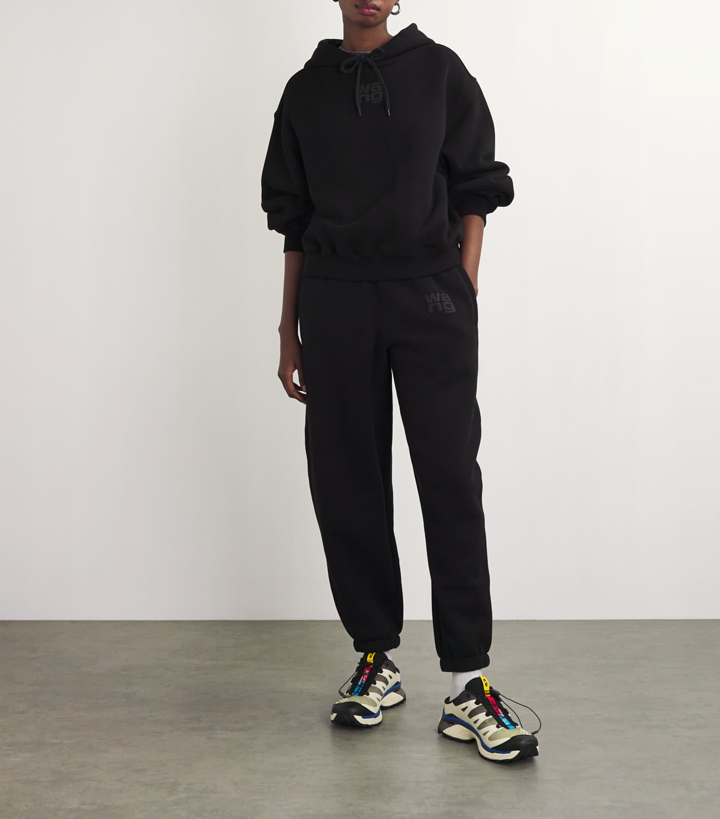 Black Cotton Logo Hoodie