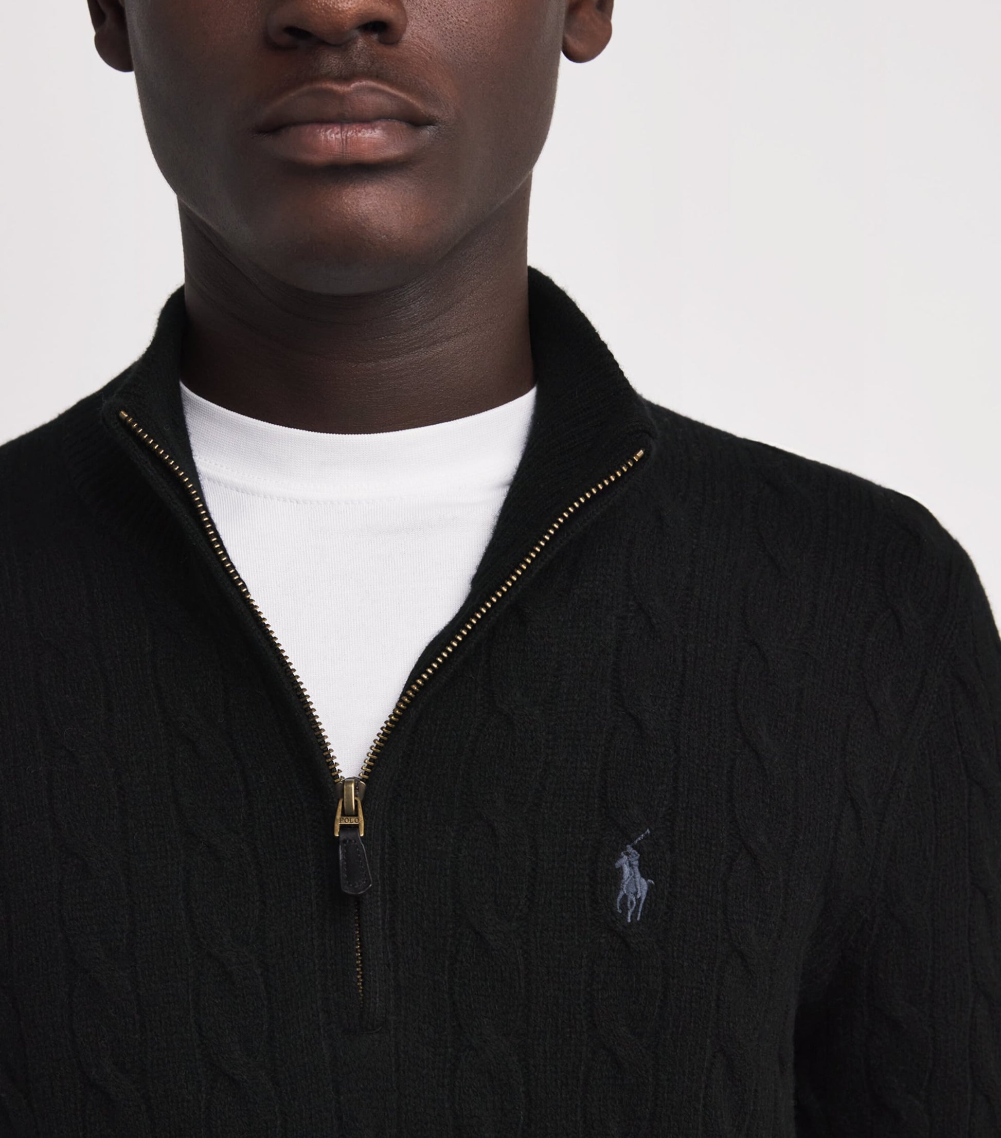 Polo Ralph Lauren Black Wool-Cashmere Quarter-Zip Sweater